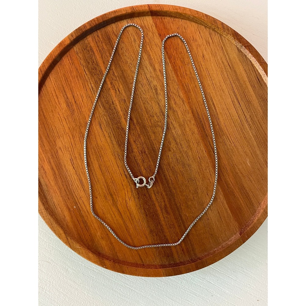 925 Sterling Silver Box Chain Necklace Thin Venetian Link 19.5 Inch